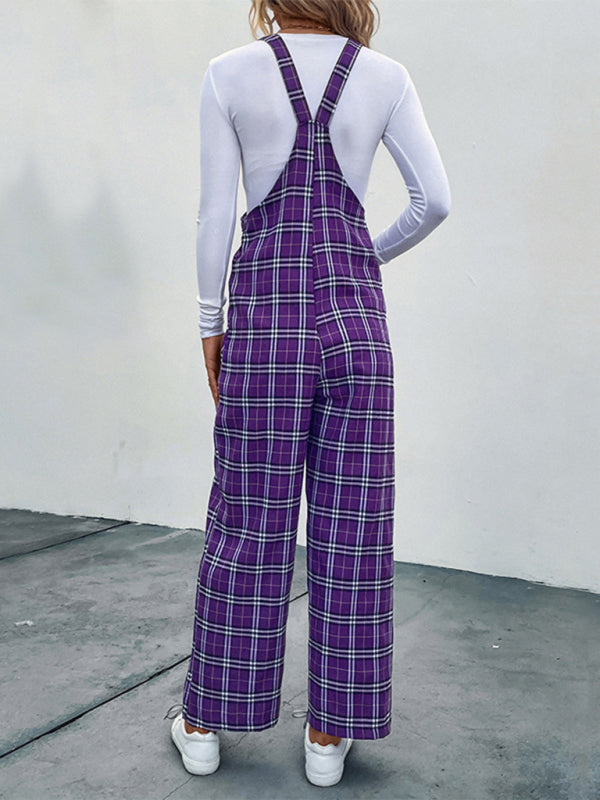 Stilla | Plaid Overalls Jumpsuit