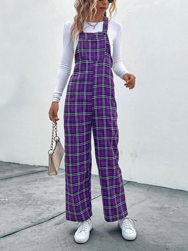 Stilla | Plaid Overalls Jumpsuit