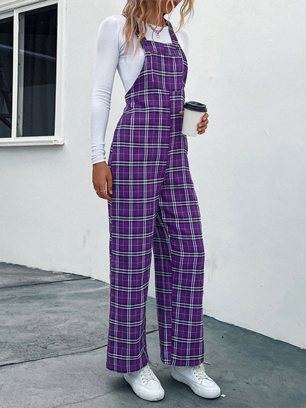 Stilla | Plaid Overalls Jumpsuit