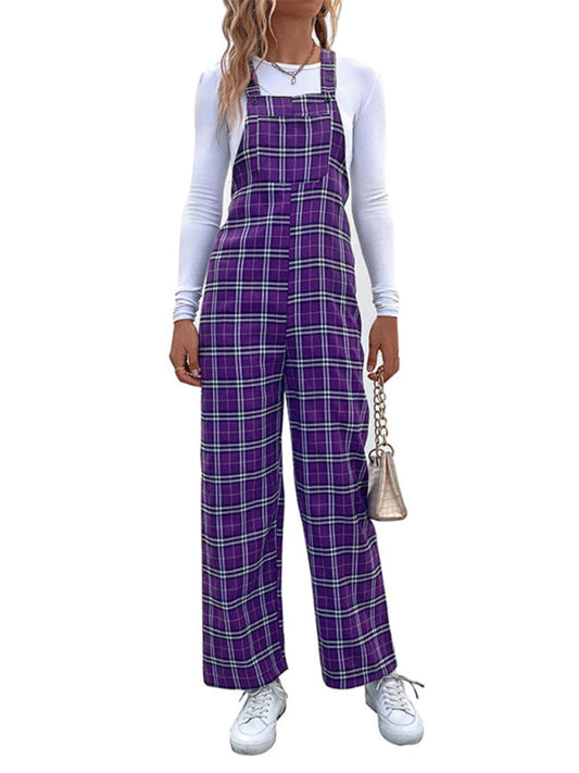 Stilla | Plaid Overalls Jumpsuit