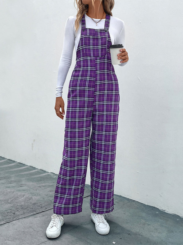 Stilla | Plaid Overalls Jumpsuit