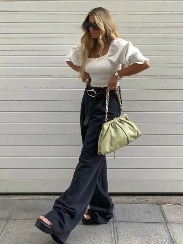 Stilla | Liv Talje Lang Løs Slankende Lige Ben Jeans