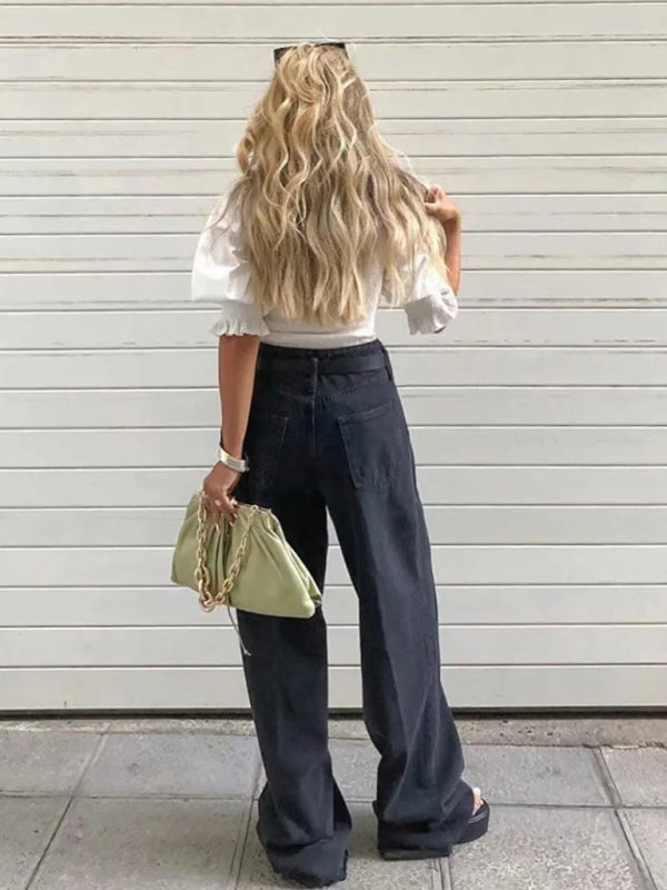 Stilla | Liv Talje Lang Løs Slankende Lige Ben Jeans