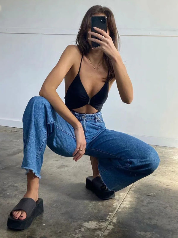 Stilla | Liv Talje Lang Løs Slankende Lige Ben Jeans