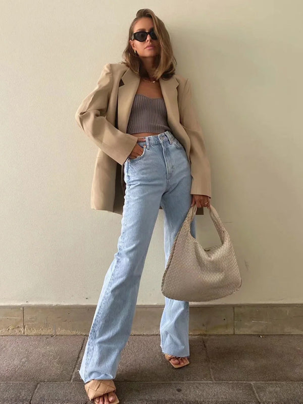 Stilla | Liv Talje Lang Løs Slankende Lige Ben Jeans