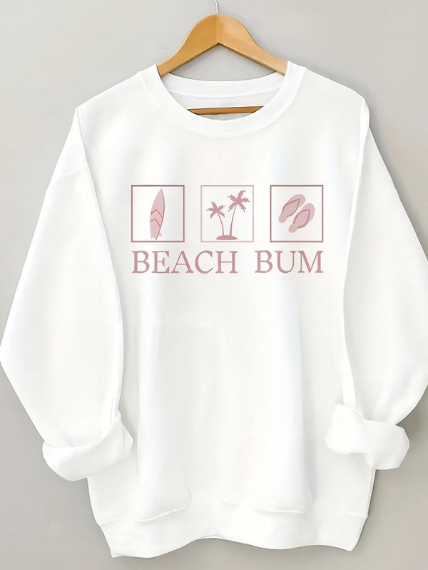 Stilla | Rund Hals Casual Strand Bum Bogstaver Sweatshirt