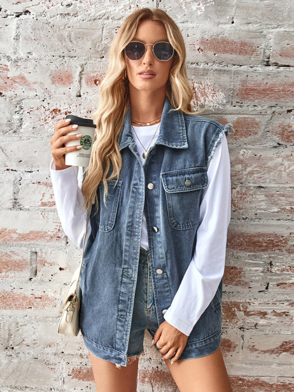 Stilla | Denim Loose Vest Vestjakke Cardigan Top