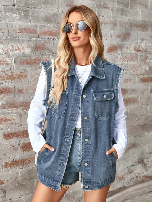 Stilla | Denim Loose Vest Vestjakke Cardigan Top