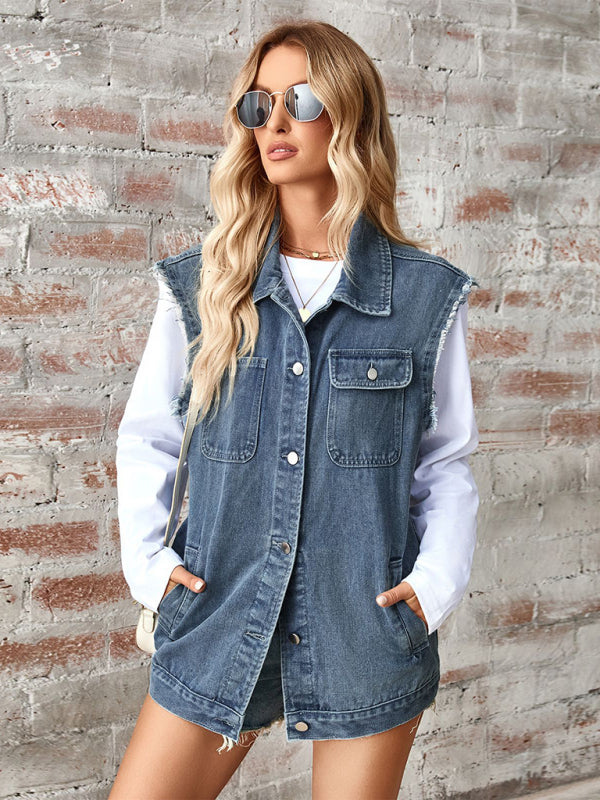 Stilla | Denim Loose Vest Vestjakke Cardigan Top