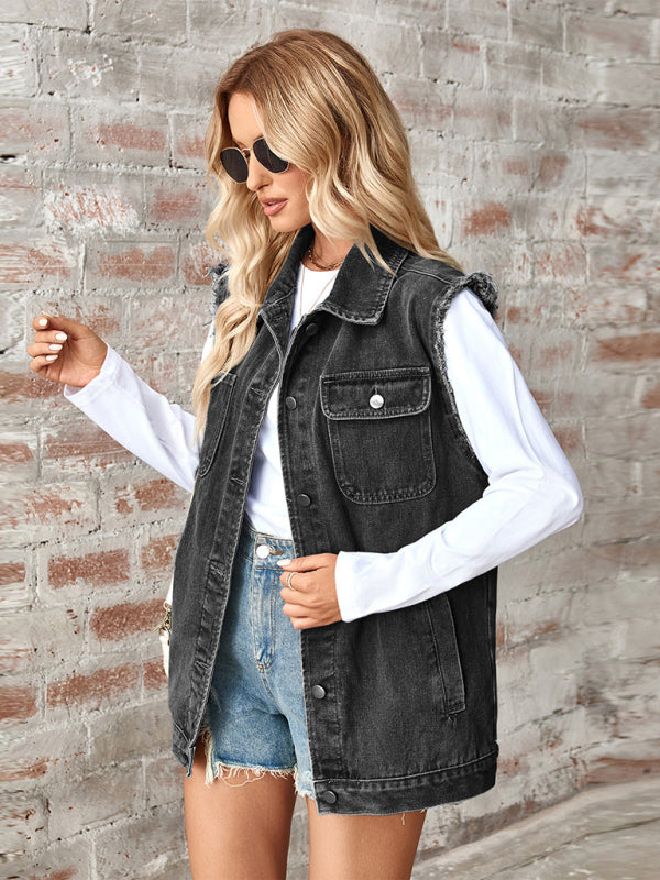 Stilla | Denim Loose Vest Vestjakke Cardigan Top