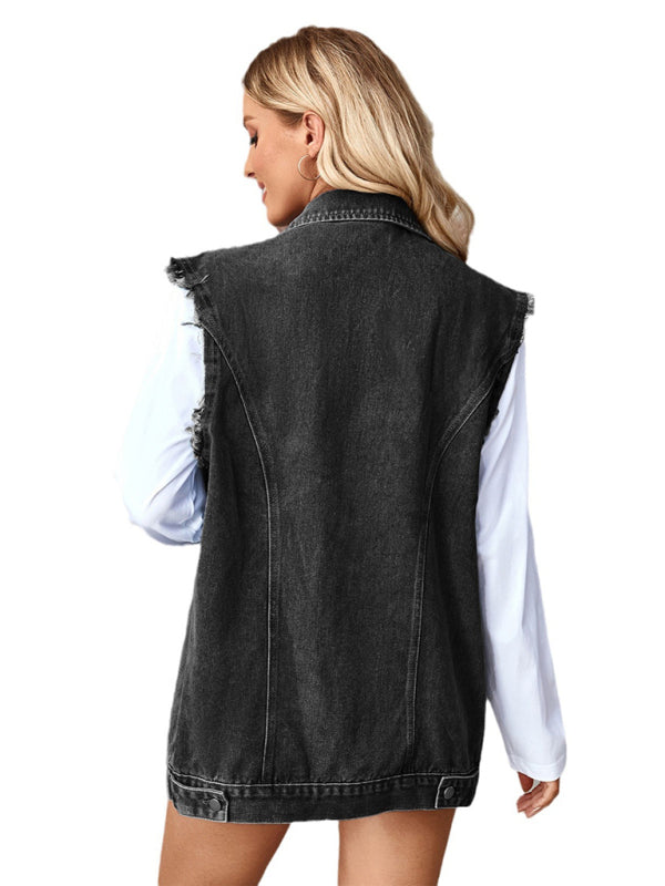 Stilla | Denim Loose Vest Vestjakke Cardigan Top