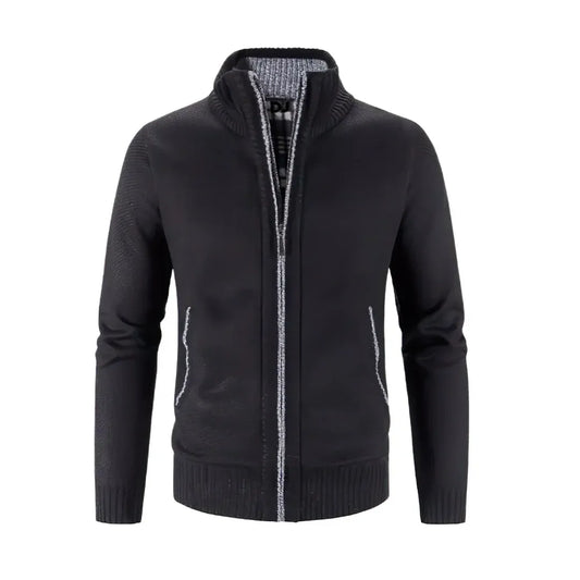 Stilla | Zip Cardigan Slim Fit Uldstrik Ribkanter Kontrastdetalje