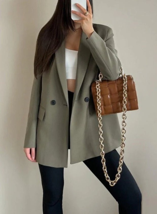 Stilla | Dame Dobbeltbrystet Oversized Blazer Smart Casual Jakke