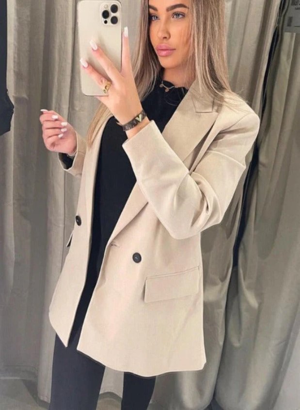 Stilla | Dame Dobbeltbrystet Oversized Blazer Smart Casual Jakke