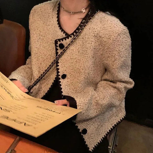 Stilla | Lys grå forkortet tweedjakker kvinder