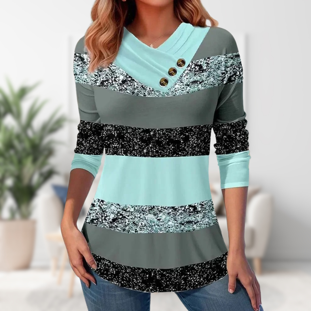 Stilla | Stribet bluse med knap