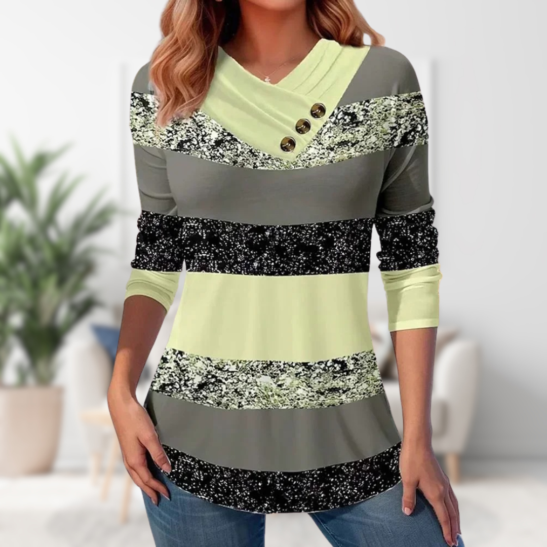 Stilla | Stribet bluse med knap