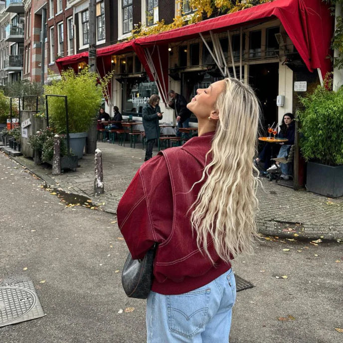 Stilla | Oversize læderbomberjakke