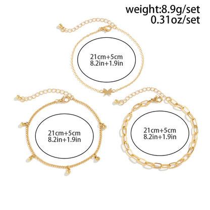 Minimalist 3Pcs Bold Label Sommerfugl Anklet Sæt