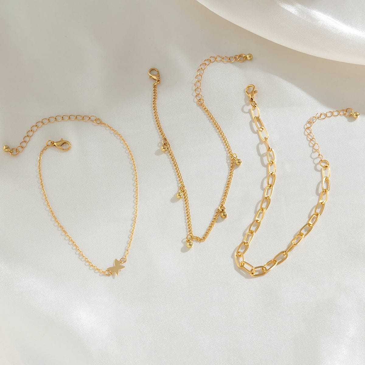 Minimalist 3Pcs Bold Label Sommerfugl Anklet Sæt