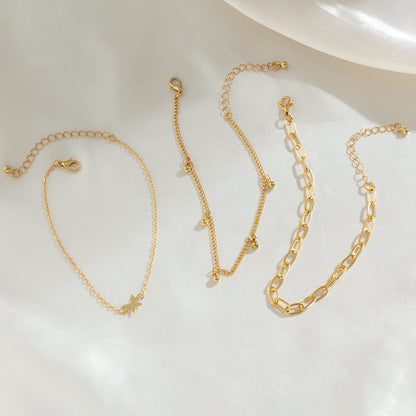 Minimalist 3Pcs Bold Label Sommerfugl Anklet Sæt