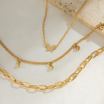 Minimalist 3Pcs Bold Label Sommerfugl Anklet Sæt