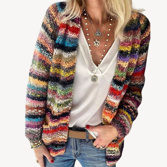 Stilla | Dame Multifarvet Strikcardigan