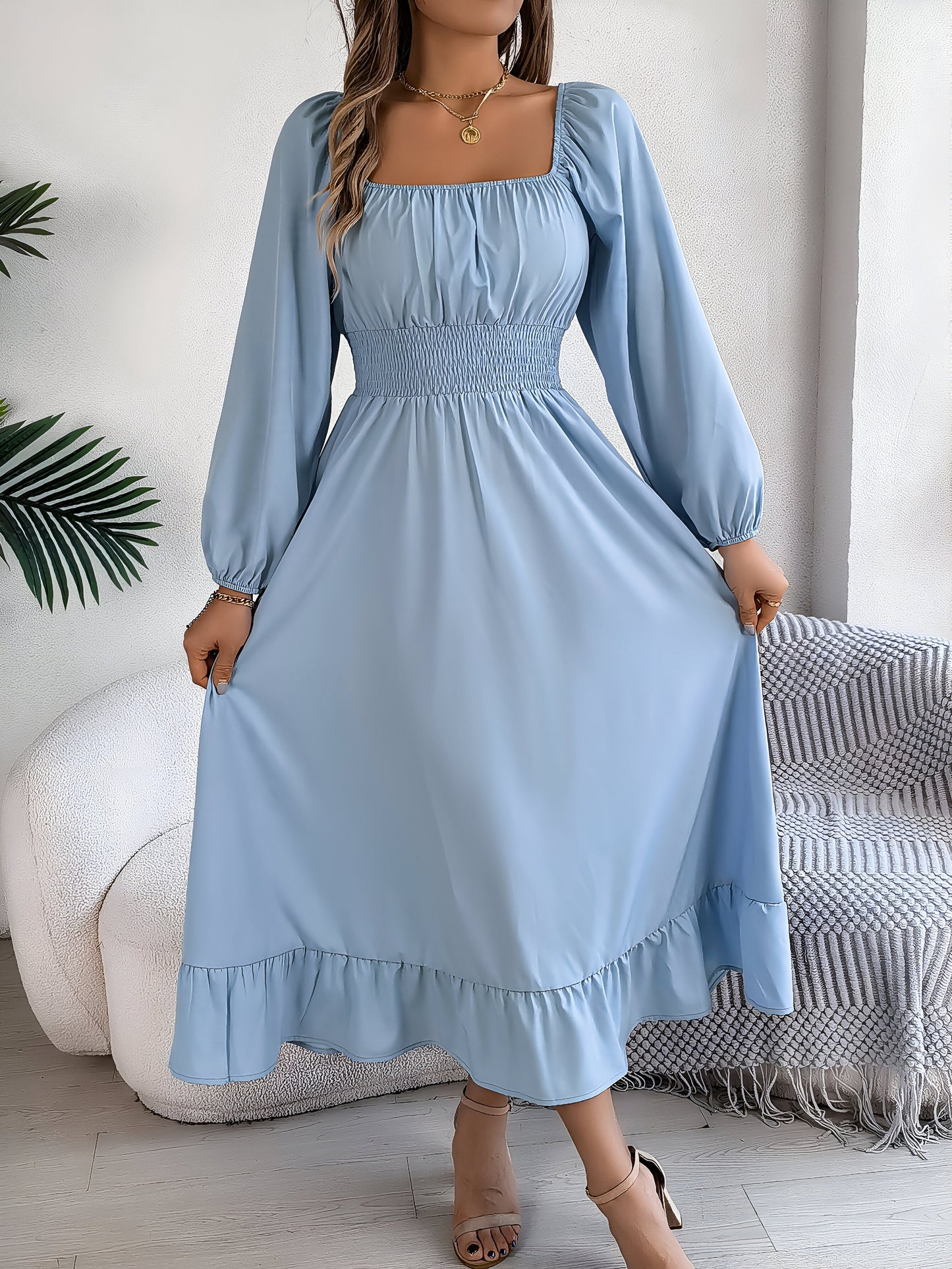 Stilla | Elegante Højtaljede Brudepigekjole Med Ruffles