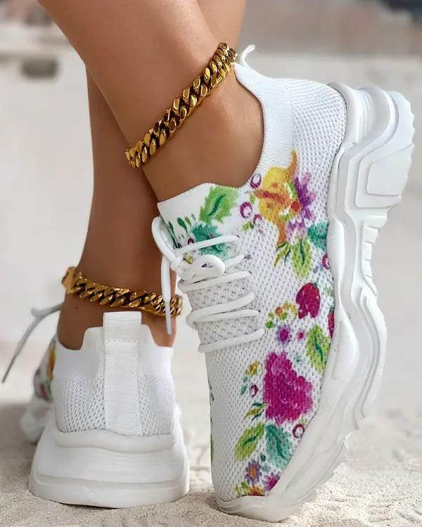 Stilla | Blomster mønster Sneakers Dame