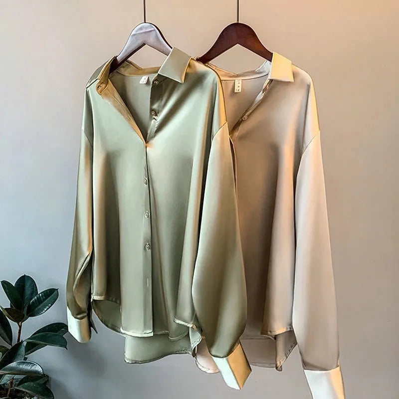 Stilla | Glat Satin Skjorte