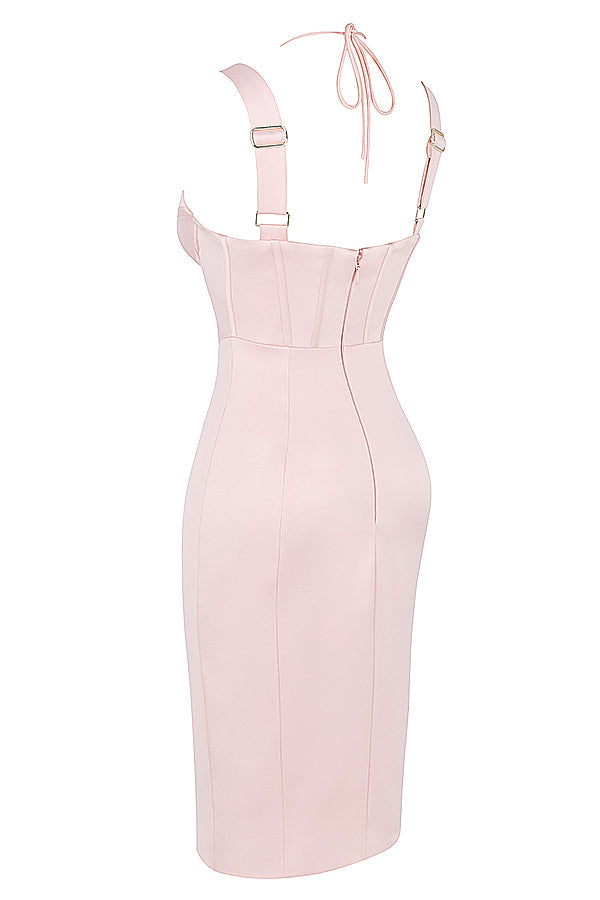 Stilla | Baby Pink Satin Korsetkjole