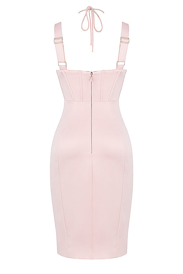 Stilla | Baby Pink Satin Korsetkjole