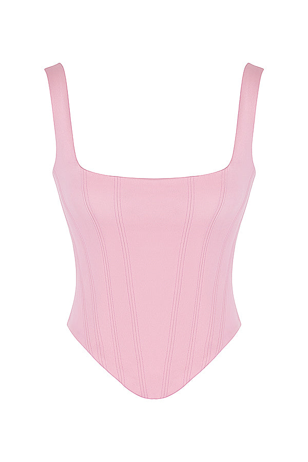 Stilla | Fairy Pink Satin Longline Korset