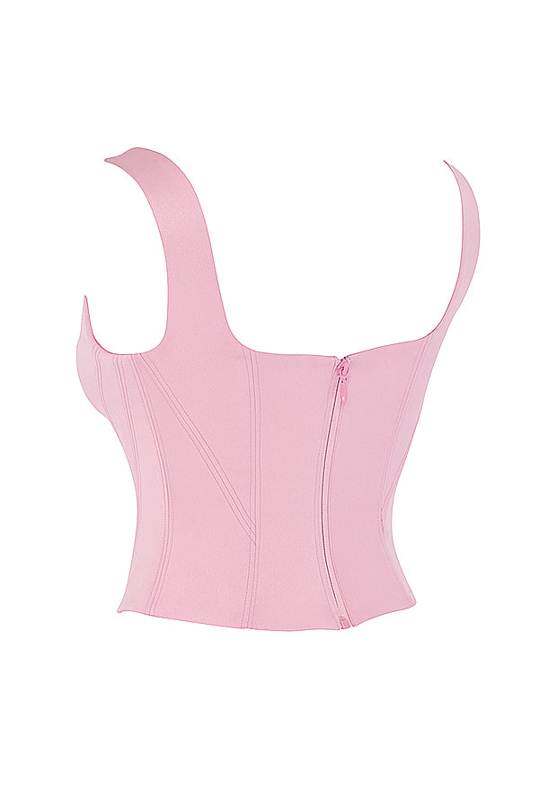 Stilla | Fairy Pink Satin Longline Korset