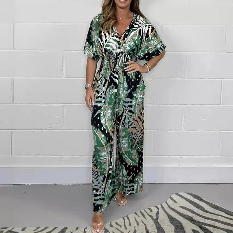 Stilla | Tropisk Bladprint Jumpsuit