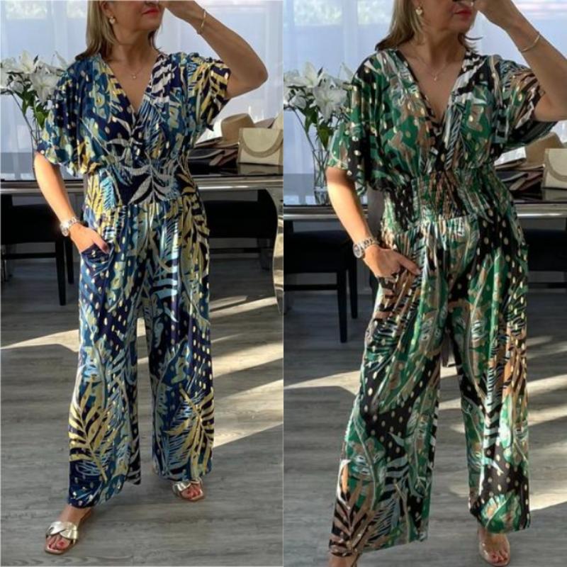 Stilla | Tropisk Bladprint Jumpsuit