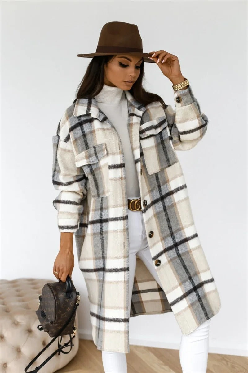 Stilla | Elegante Plaid Knappet Jakke
