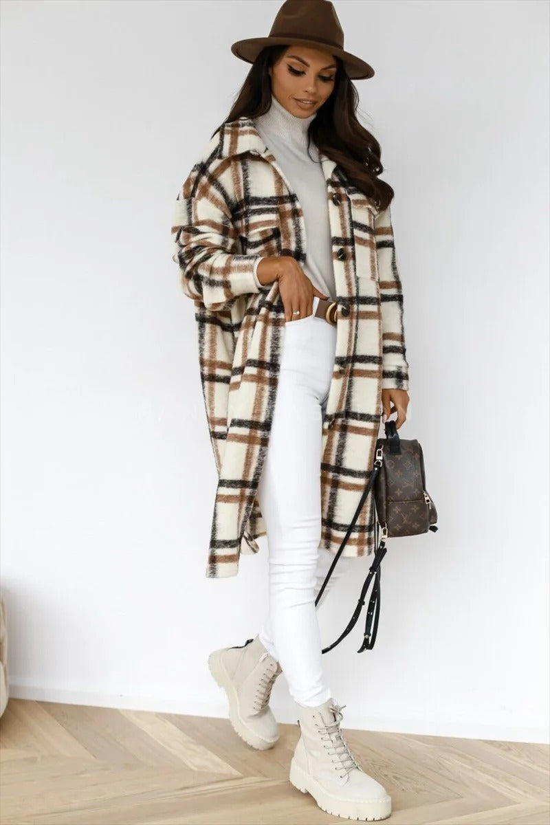 Stilla | Elegante Plaid Knappet Jakke