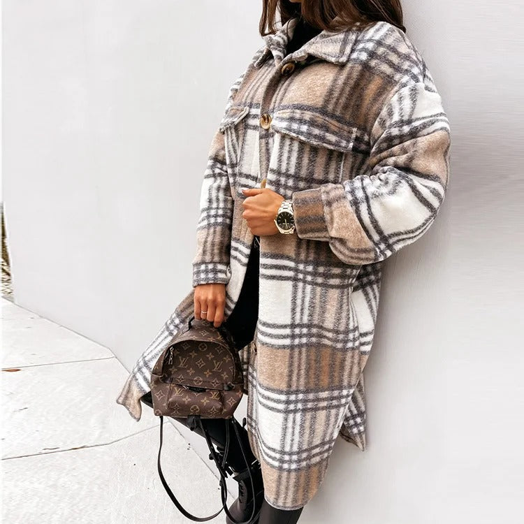 Stilla | Elegante Plaid Knappet Jakke