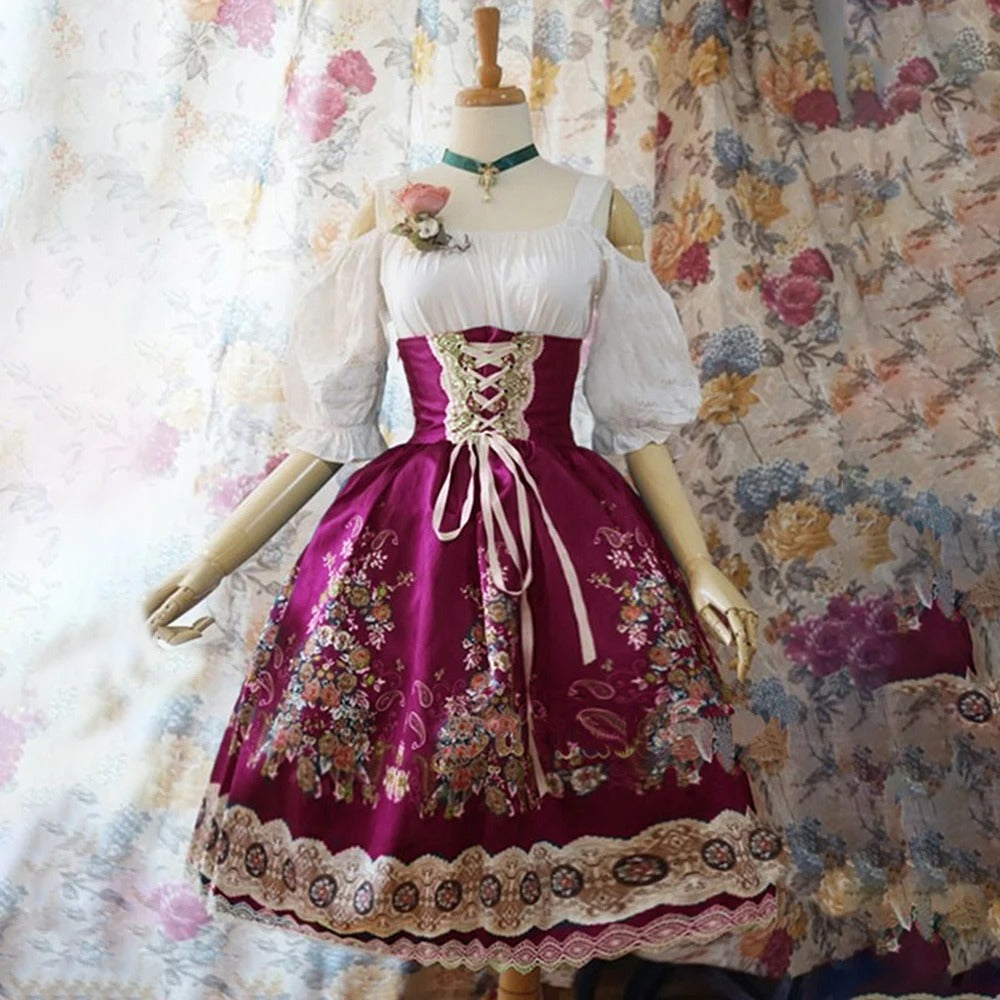Stilla | Blomster Dirndl Med Forklæde Og Blomsterdekoration Til Oktoberfest