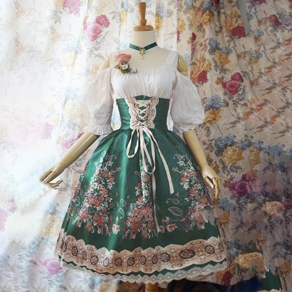 Stilla | Blomster Dirndl Med Forklæde Og Blomsterdekoration Til Oktoberfest