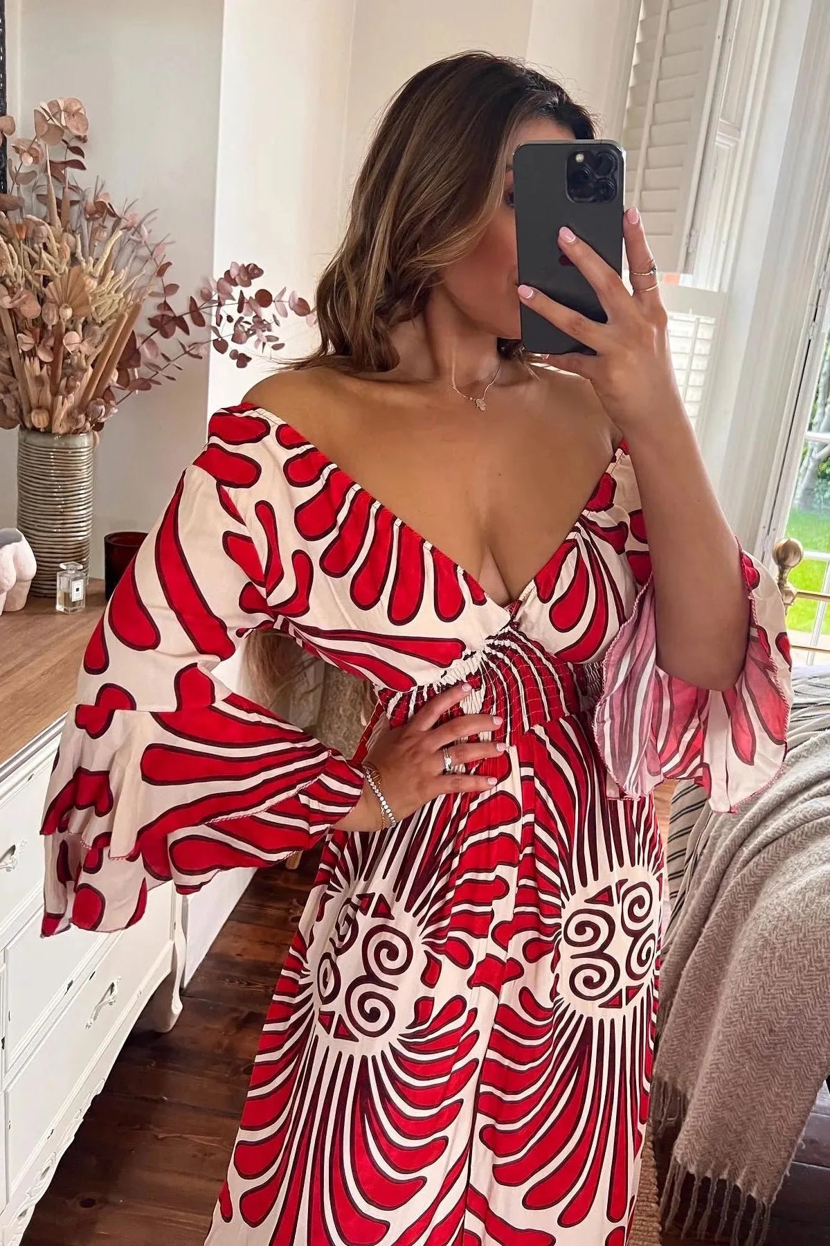 Stilla | Jumpsuit med Vintage Blomster og Flæseærmer