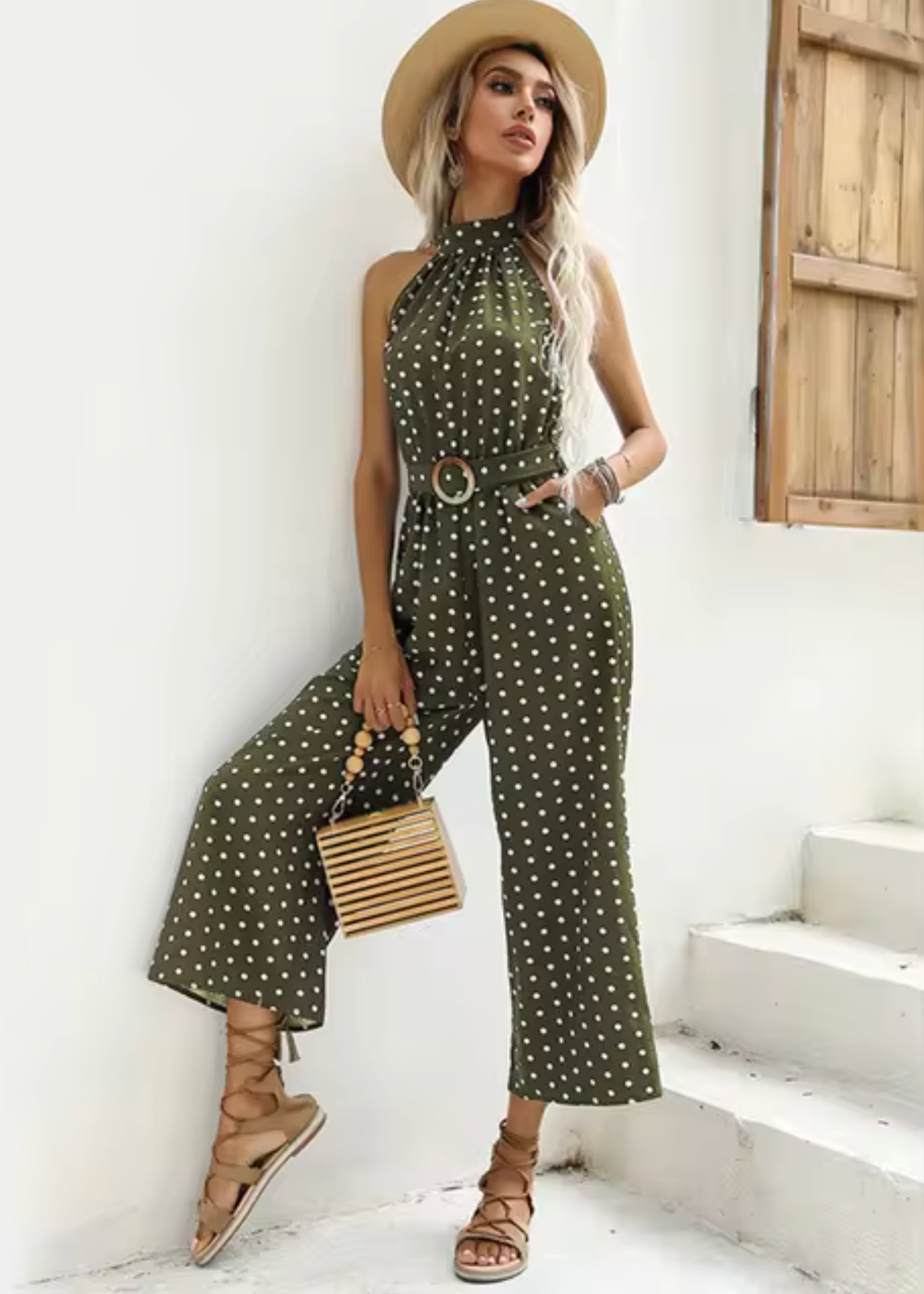 Stilla | Kombination Rygfri Jumpsuit med Pletter