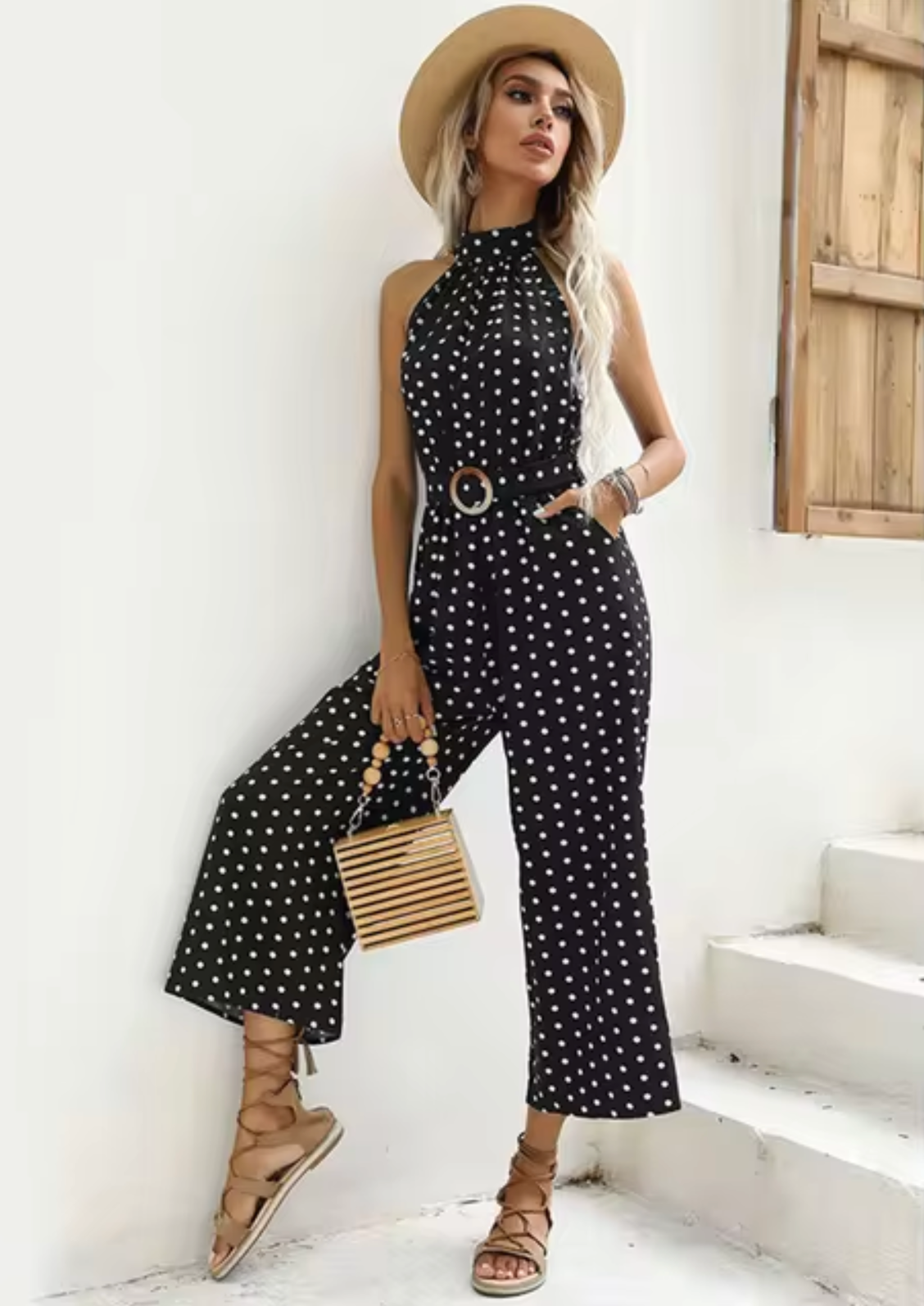 Stilla | Kombination Rygfri Jumpsuit med Pletter