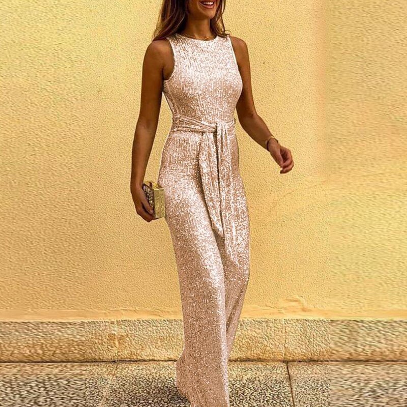 Stilla | Loiry Ensfarvet Glimmer Jumpsuit