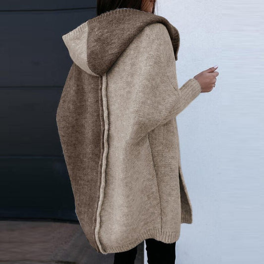 Stilla - Patchwork Casual Sweater med Hætte Cardigan