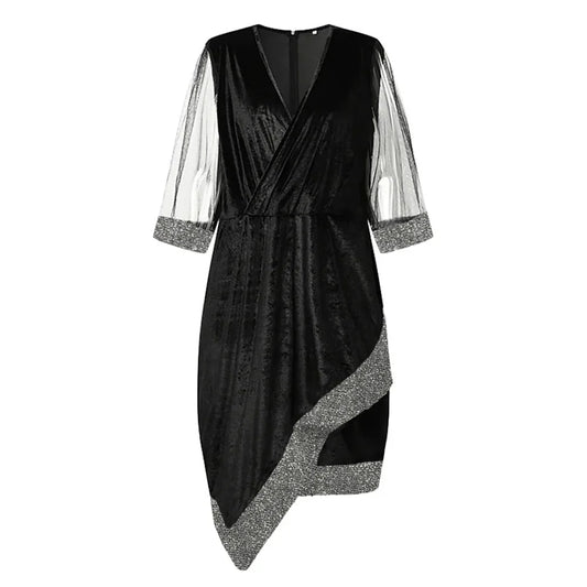 Stilla | Kvinders 2 5xl Mesh Ærme Mode Designer Midi Kjoler (plus Størrelse)