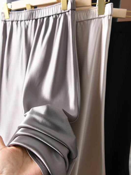 Stilla | Kvindernes 2 7xl Satin Mode Designer A-Line Midi Nederdele (plus Størrelse)