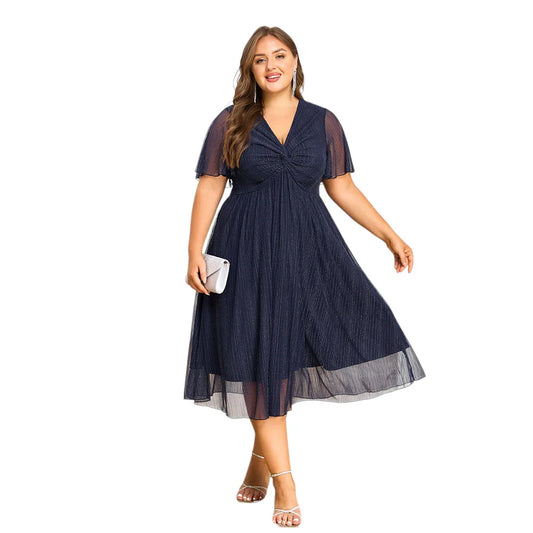 Stilla | Kvinders A-Line Fashion Designer 3 6xl Chiffon Midi Kjoler (plus Størrelse)