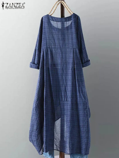 Stilla | Kvindernes Asymmetrisk Ternet Mode Designer Midi Kjoler (plus Størrelse)